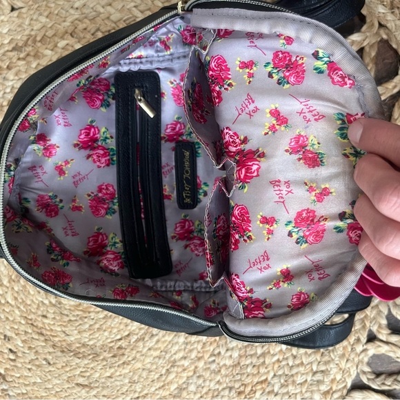 Vintage Betsey Johnson Floral Backpack Pink/black/white Y2K - Picture 4 of 8